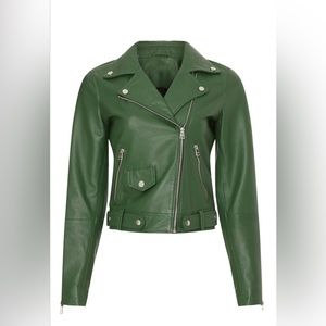 Green Slate and Willow Leather Jacket XS